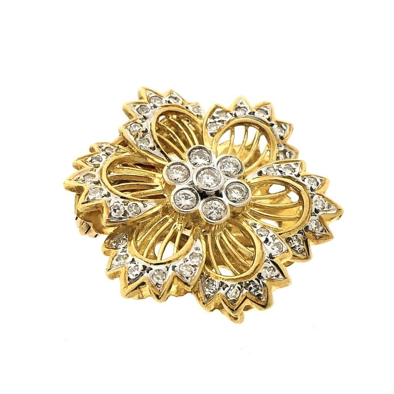 Image 3 of Gold brooch/pendant with diamond; 0.715 ct.