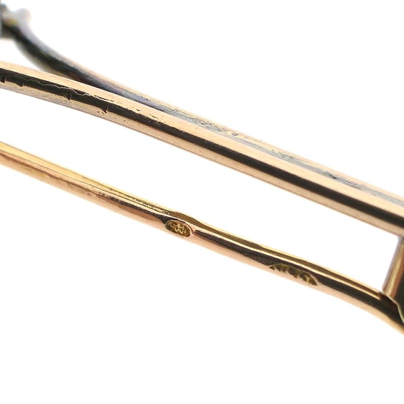 Image 5 of Antique gold and silver brooch with diamonds; approx. 0.25 ct.