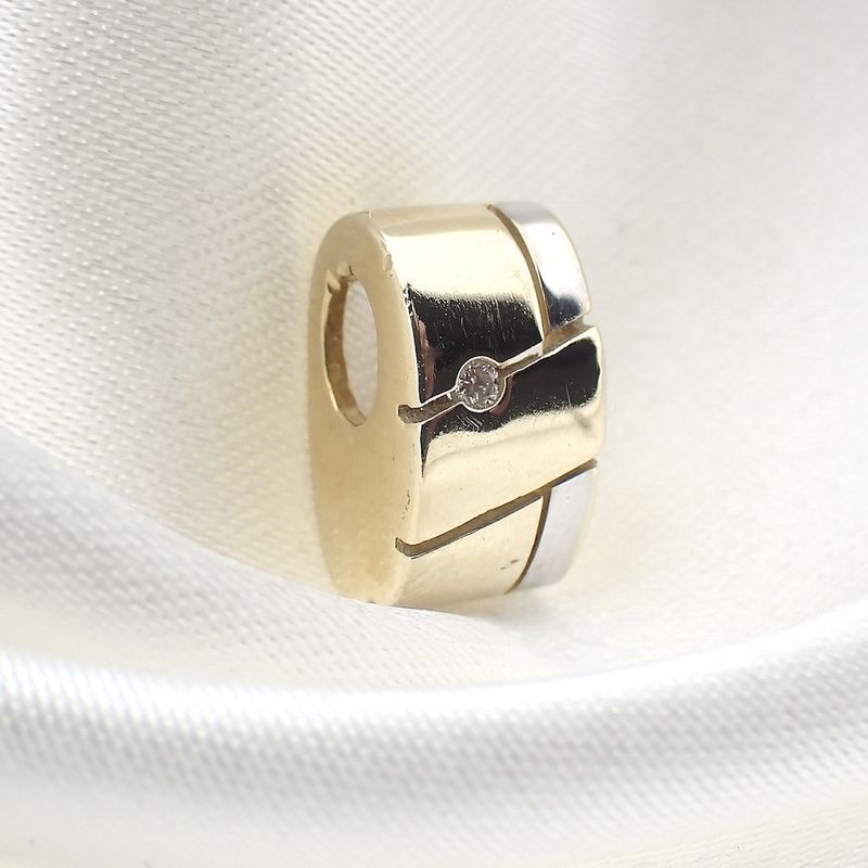 Image 2 of Two-tone gold pendant with 0.02 ct diamond.