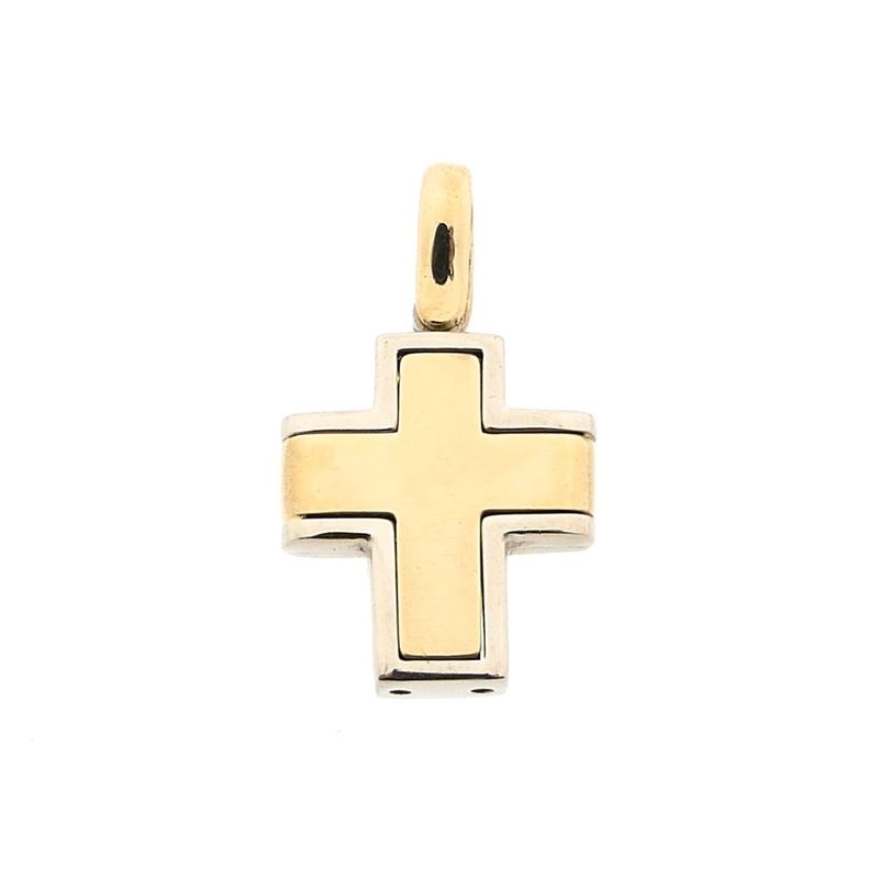 Image 1 of Bicolor Gold Cross Pendant