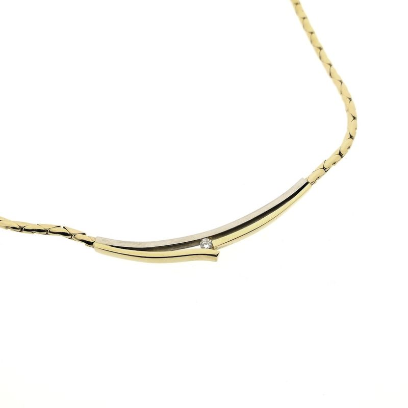 Image 4 of Two-tone gold necklace with a fixed pendant and a 0.03 ct. diamond | 43.5 cm