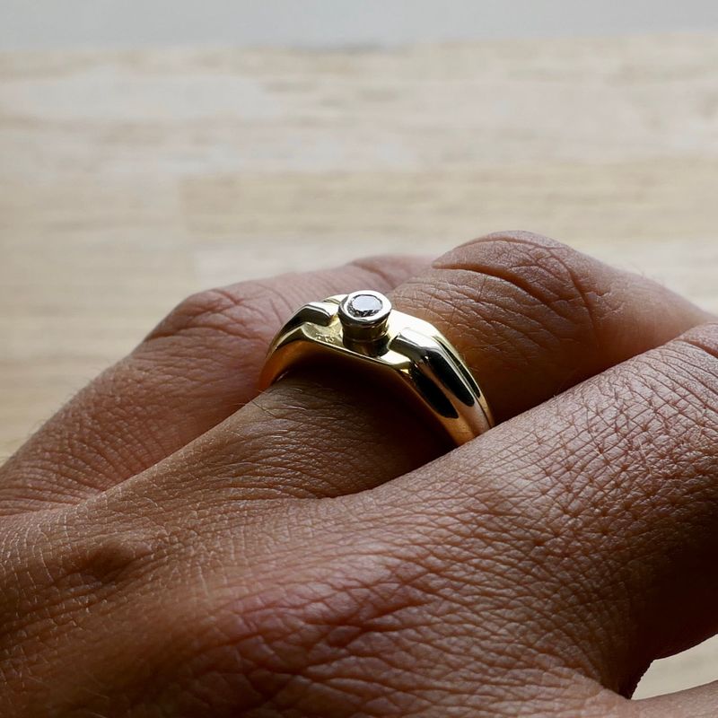 Afbeelding 10 van Bicolor gouden ring met diamant; 0,17 ct. 