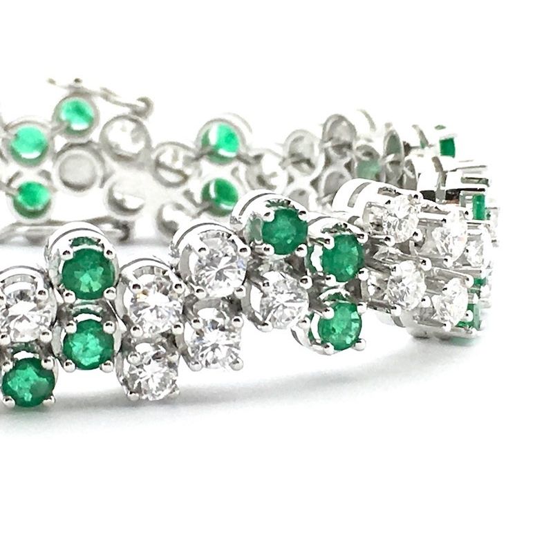 Image 49 of Exclusive white gold bracelet with emerald and diamond; 7.40 ct. + IGI Certificate