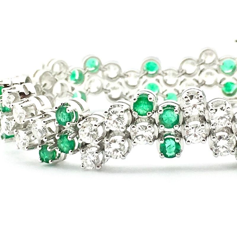 Image 50 of Exclusive white gold bracelet with emerald and diamond; 7.40 ct. + IGI Certificate