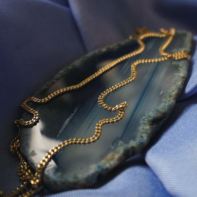 Image 2 of Gold flat gourmet link chain | 60 cm