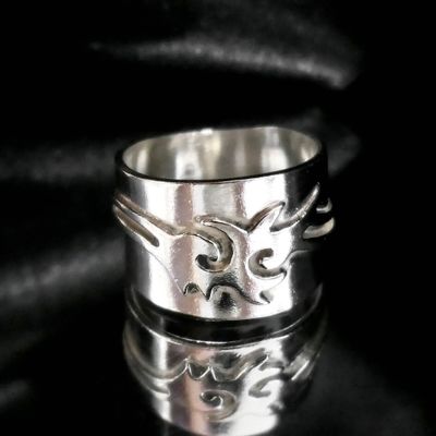 Image 2 of Wide silver ring with tribal