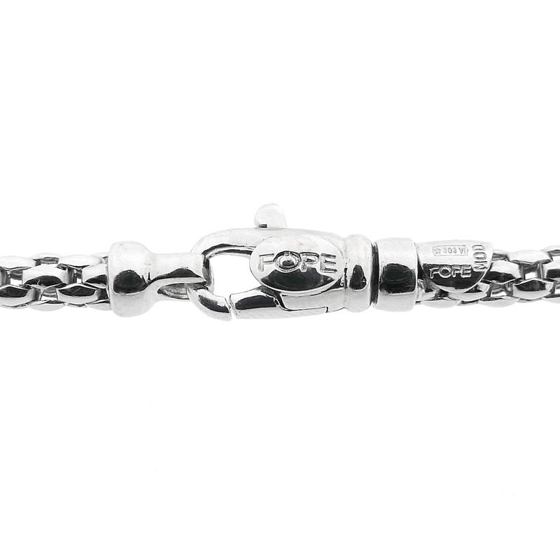 Image 9 of Fope white gold mesh link necklace with aquamarine and diamonds; 0.24 ct.