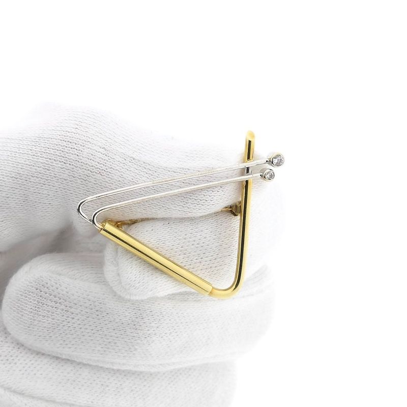 Image 8 of Two-tone gold dynamic brooch with zirconia
