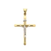 Bicolor gouden hanger van een kruis met corpus | INRI 