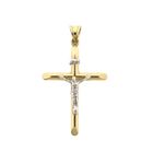 Afbeelding 1 van Bicolor gouden hanger van een kruis met corpus | INRI