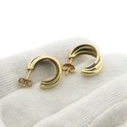 Image 7 of 18 ct. Tricolor gold semi-circular stud earrings
