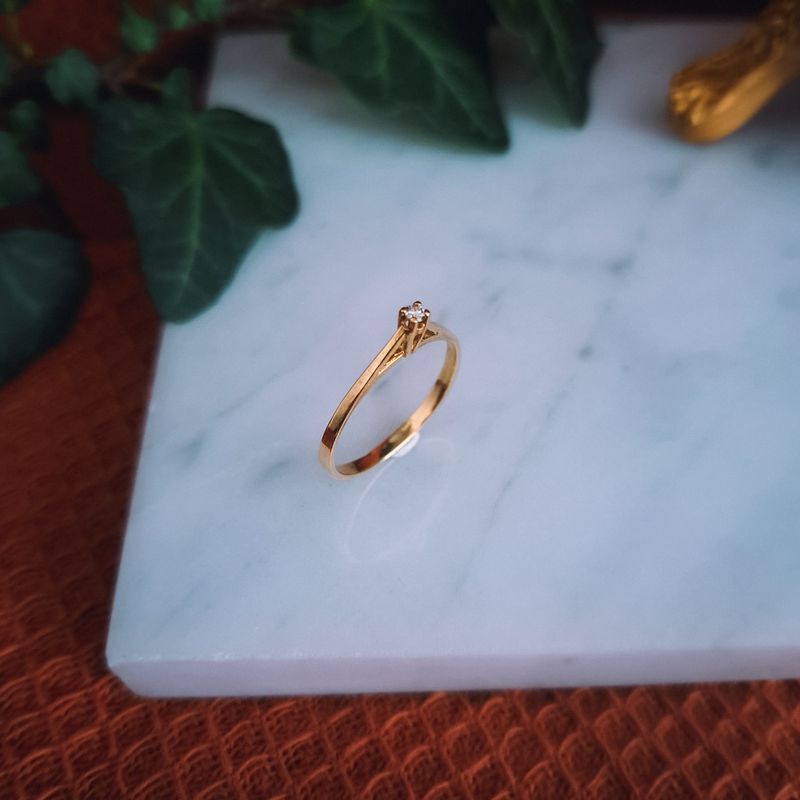 Image 2 of Gold solitaire ring with diamond | 0.025 ct.