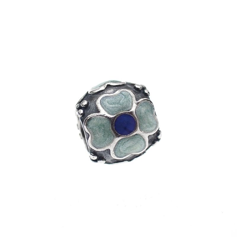 Image 1 of Pandora charm; Silver; Blue Daisy