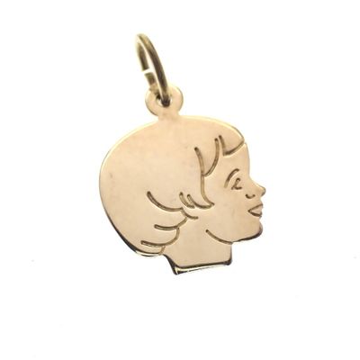 Image 1 of Gold pendant of a child's head; Girl