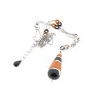 Image 13 of White gold necklace with fixed pendant with onyx, blood coral and diamond 0.74 ct.