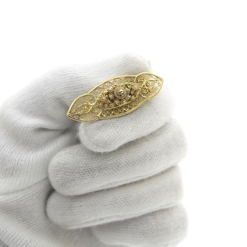 Image 9 of Vintage gold Zeeland button brooch | filigree technique