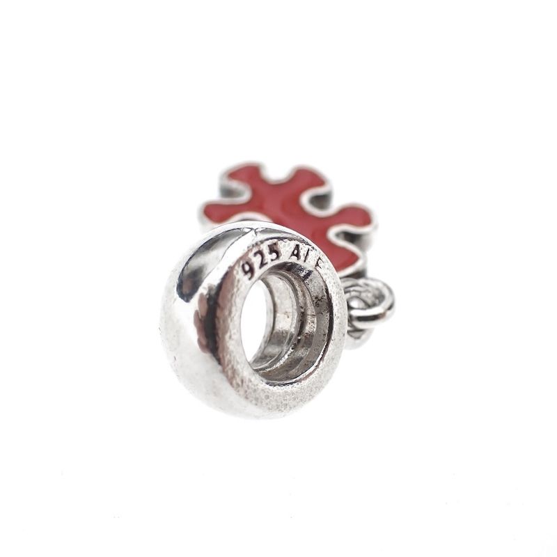 Image 3 of Pandora charm pendant; Silver; Red Puzzle