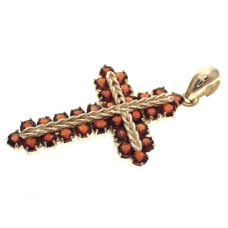 Image 4 of Gold pendant of the cross with garnet stones