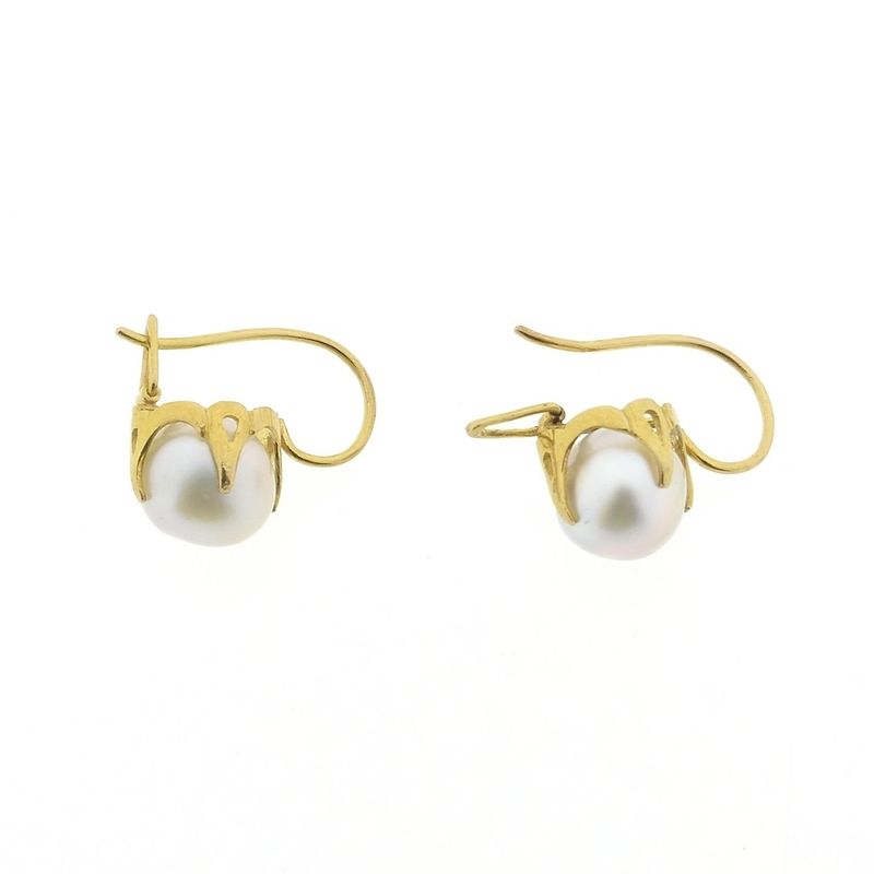 Image 8 of Gold earrings with artificial pearls | Vintage