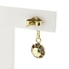 Image 5 of Bicolor Gold Earrings with Floral Pendant and Diamonds