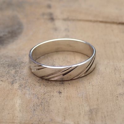 Image 2 of Silver ring with diagonal relief | Men