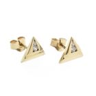 Image 3 of Gold triangle stud earrings with zirconia