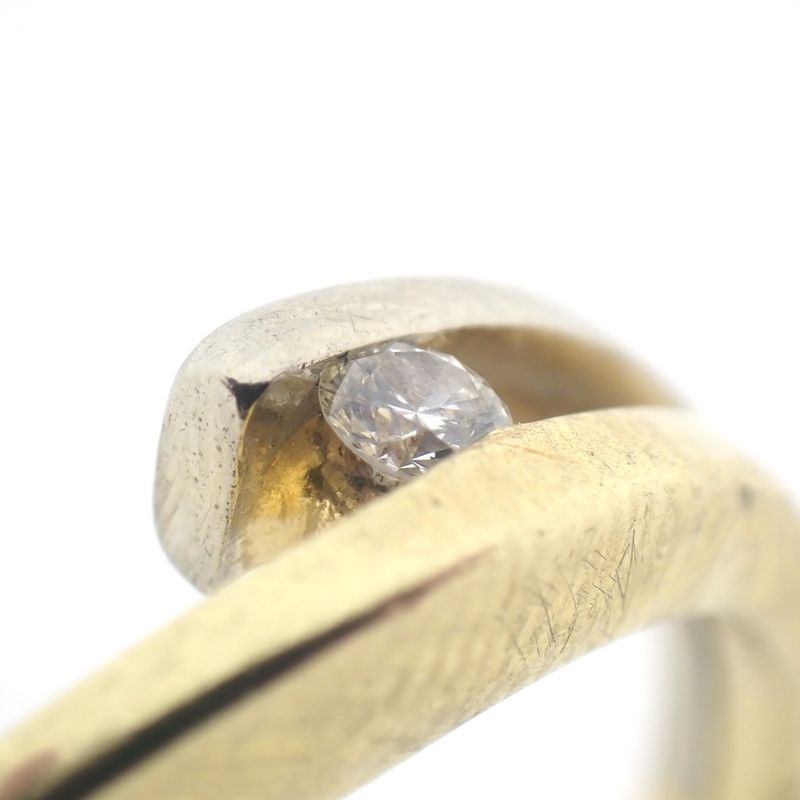 Image 5 of Two-tone gold subtle ring with diamond; 0.04 ct.
