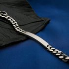 Image 12 of Silver robust gourmet link bracelet with engraving plate; Men