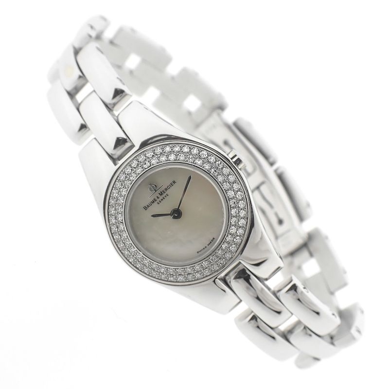 Image 6 of Baume Mercier Linea; 18k gold women's watch with diamonds and mother-of-pearl dial