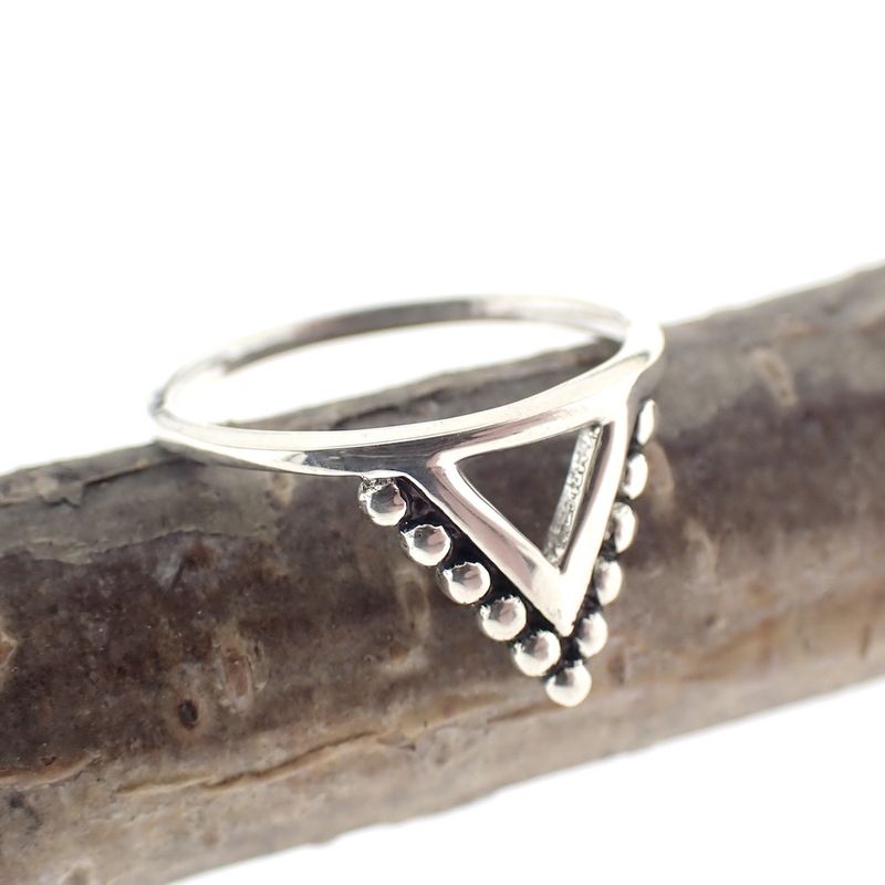 Image 5 of Silver triangle ring with balls