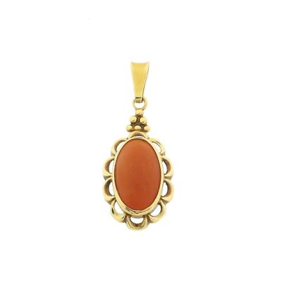 Image 1 of Gold pendant with red coral | Vintage
