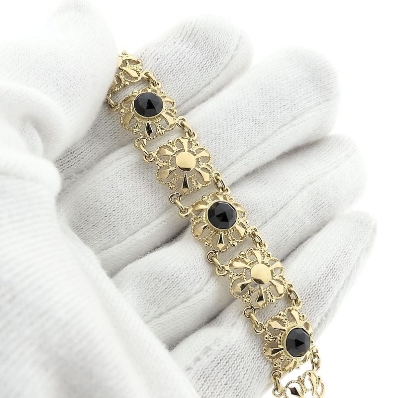 Image 3 of Antique gold boat bracelet with garnet