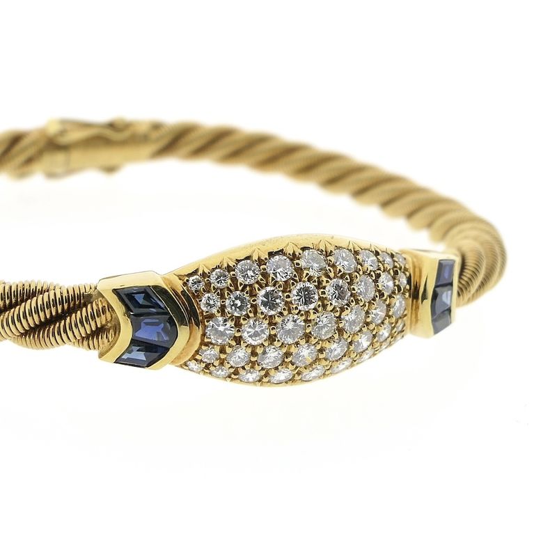 Image 5 of 18-karat gold twisted bracelet with sapphire and diamond; 1.11 ct. | Wellendorff