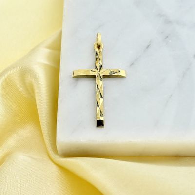 Image 2 of Gold pendant of a cross with facets