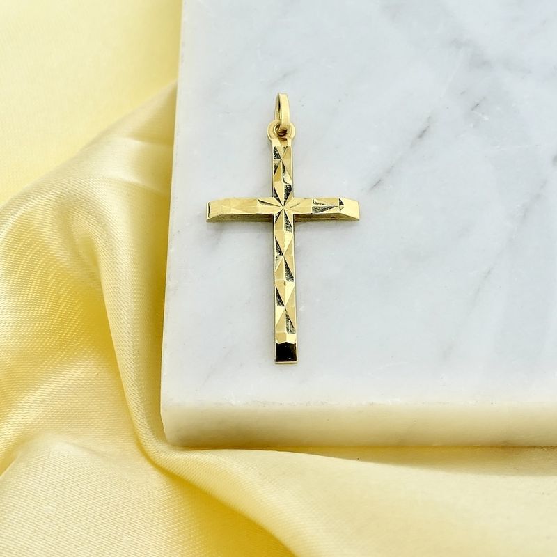 Image 2 of Gold pendant of a cross with facets