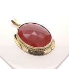 Image 3 of Large vintage gold pendant with carnelian.