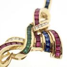 Image 7 of 18K gold necklace with sapphire, emerald, ruby, and diamonds (0.055 ct.) | 42 cm