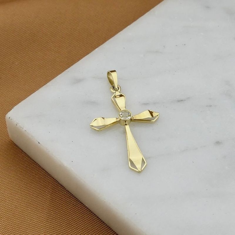 Image 10 of Gold cross pendant with zirconia