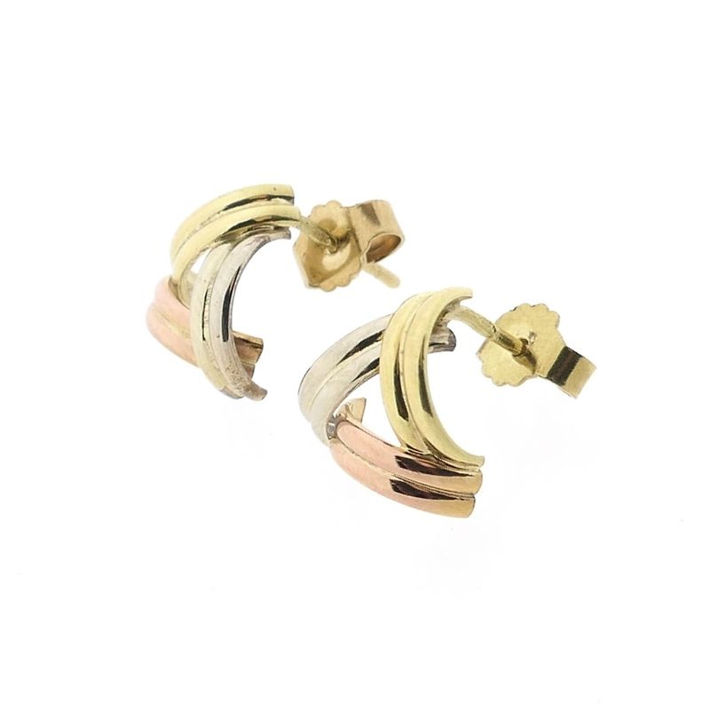 Image 8 of Tricolor gold stud earrings