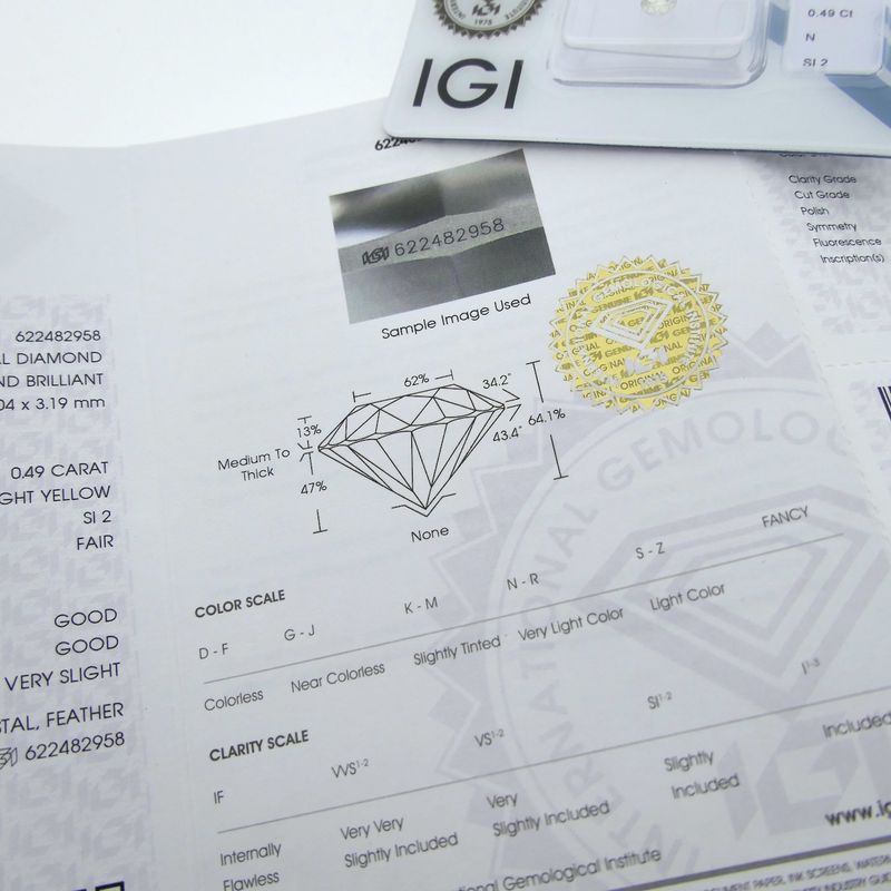 Image 4 of 0.49 ct. Brilliant cut diamond N/SI2 + IGI Certificate - Natural diamond