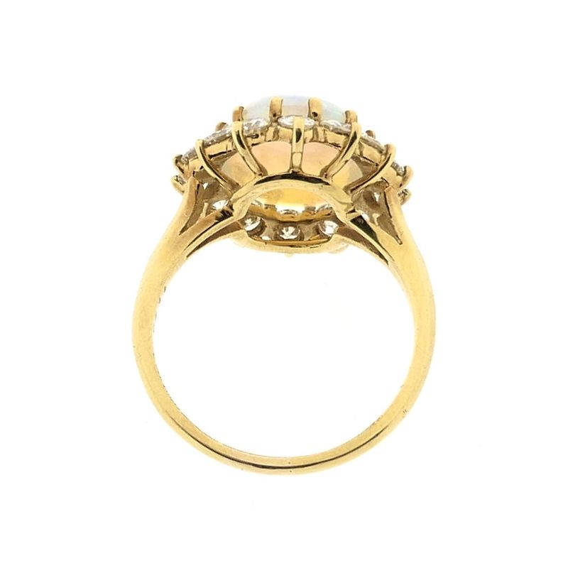 Image 8 of Gold ring with opal and diamond; 1.26 ct.