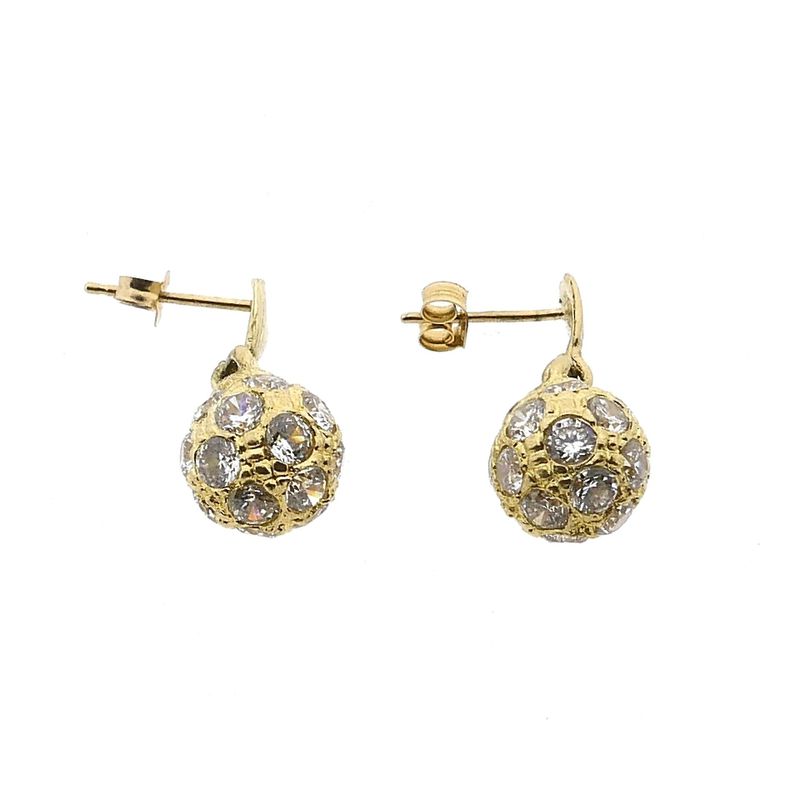 Image 9 of Gold Ball Earrings with Zirconia