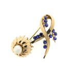 Image 7 of Vintage gold brooch with pearl and sapphires