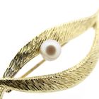 Image 2 of Gold brooch as a feather with pearl