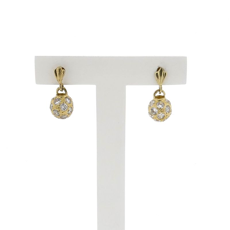 Image 1 of Gold Ball Earrings with Zirconia