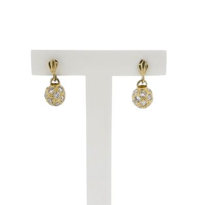 Gold Ball Earrings with Zirconia Image 1 of Gold Ball Earrings with Zirconia