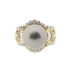 Image 4 of Gold ring with Tahitian pearl and diamond 0.46 ct.