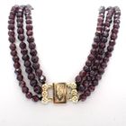 Image 1 of Vintage garnet bead necklace with gold ornamental clasp | 37 cm