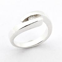 Silver solitaire ring; zirconia