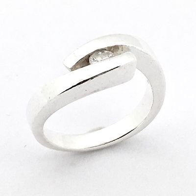 Silver solitaire ring; zirconia Image 1 of Silver solitaire ring; zirconia